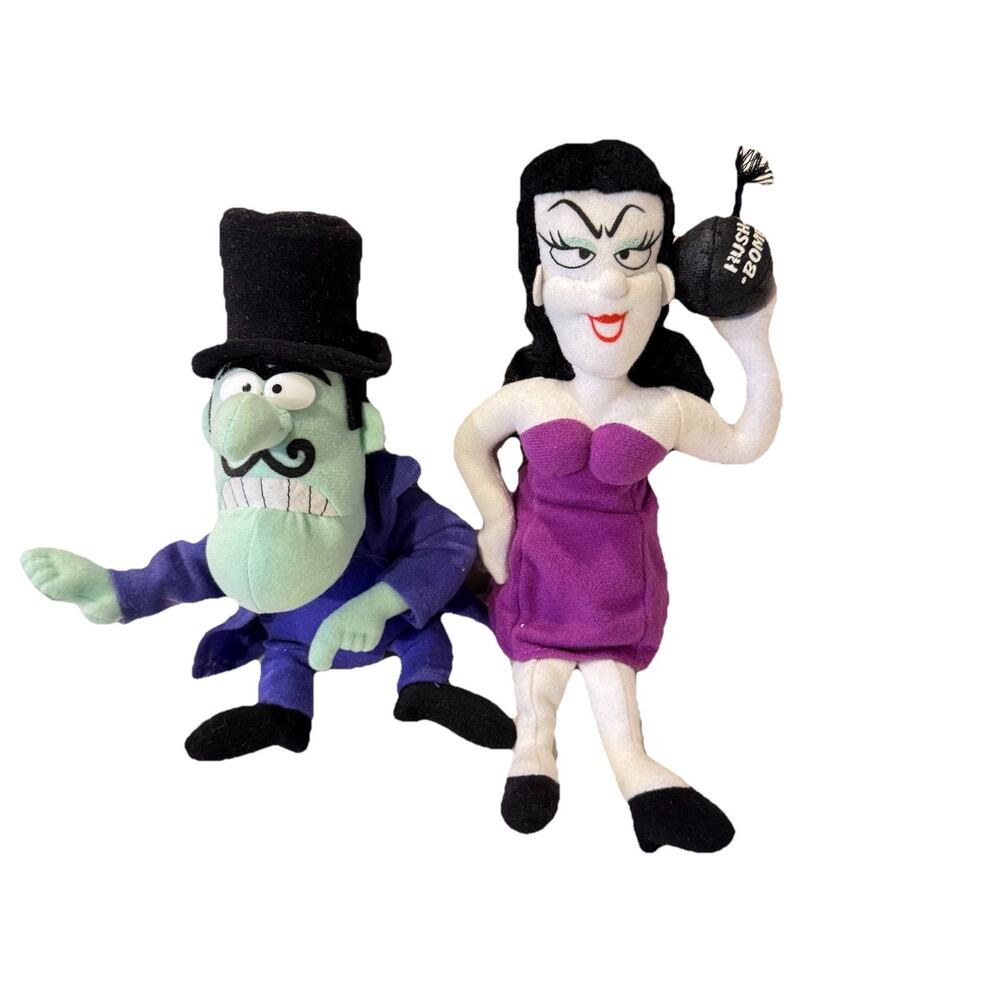 Stuffins 1999 Adventures Rocky & Bullwinkle Snidely Whiplash‎ and Natasha EUC